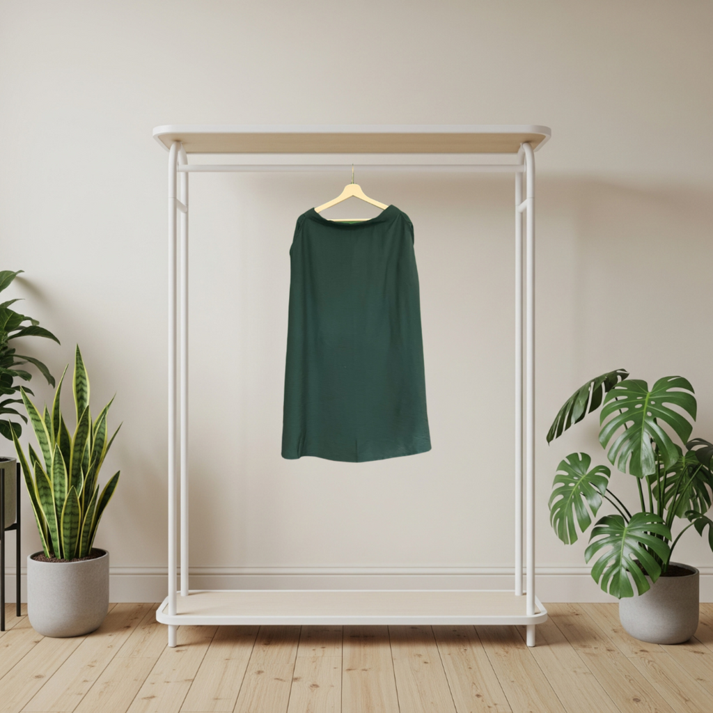 Olive Green Linen-Style Skirt