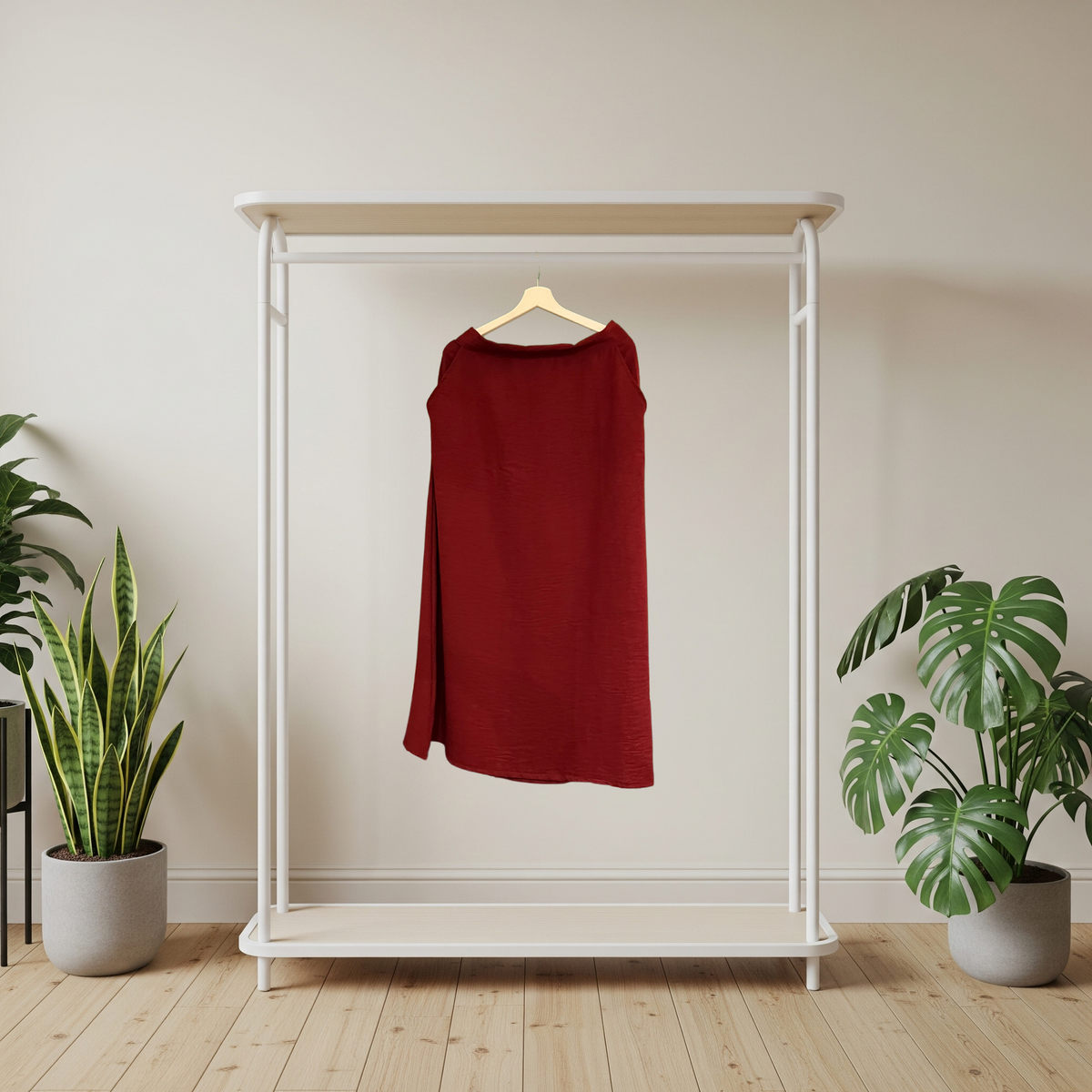 Burgundy Linen-Style Skirt