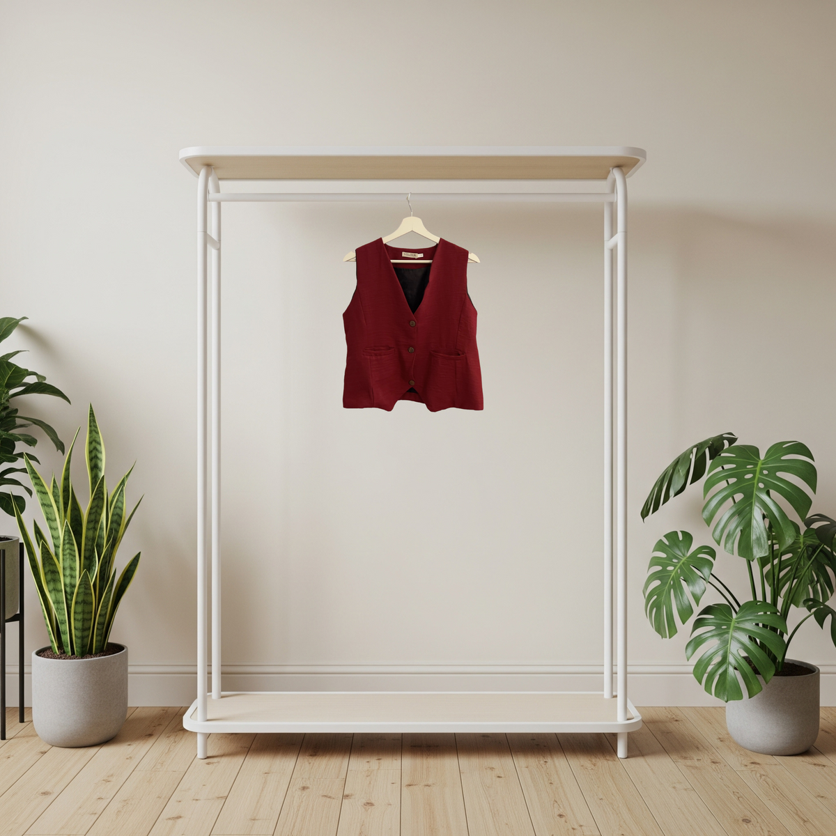 Burgundy Linen-Style Vest