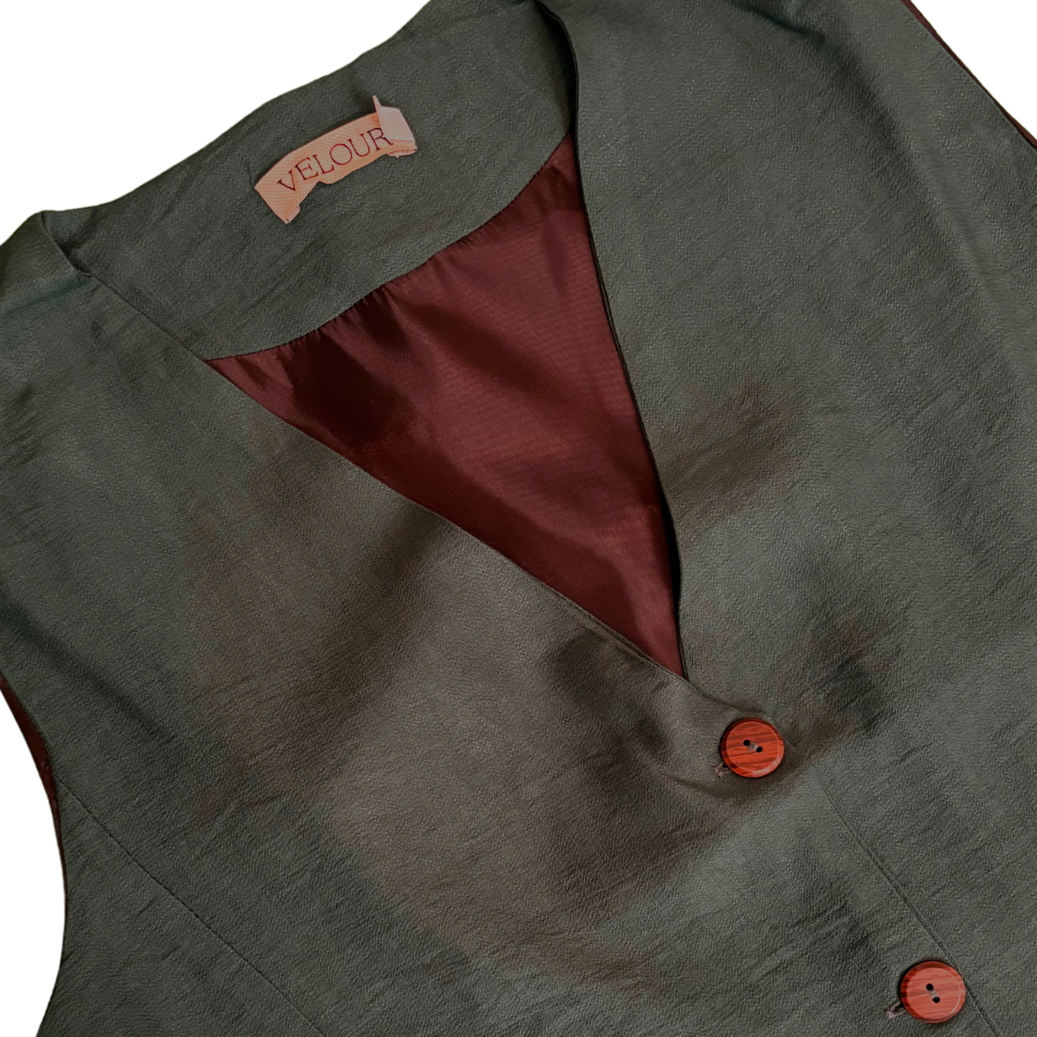 Olive Green Linen-Style Vest
